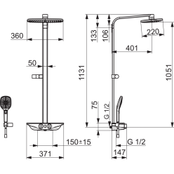 Душевая система Oras Esteta Wellfit, с изливом, серый хром, 7593U-15