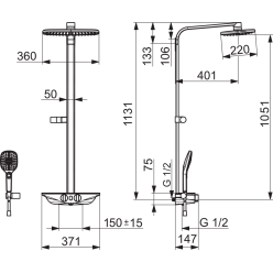 Душевая система Oras Esteta Wellfit, серый хром, 7592U-15