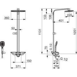 Душевая система с термостатом Oras Esteta Wellfit, 7593U-11