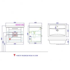Тумба с раковиной Aqwella Манчестер MAN01062 60 белый глянцевый