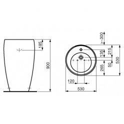 Раковина Laufen ALESSI ONE свободно стоящая 530x530x900 покрытие LCC, 8119720001041