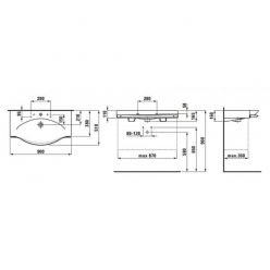 Раковина Laufen Palace 90x51, с полотенцедержателем, с 3 отв. для смесителя 8.1270.2.000.108.1, цвет белый