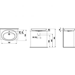 Раковина Laufen Alessi One 75x52 см, с отв. для смесителя, покрытие LCC, 8189724001041