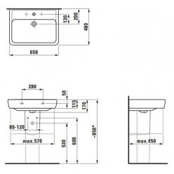 Раковина Laufen Pro [818953] 8.1895.3.000.104.1 65x48 