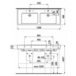 Раковина Laufen Pro A [814967] 8.1496.7.000.104.1 130x48 двойная