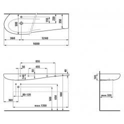 Раковина-столешница Laufen Alessi One 160x50,  с отверстием для смесителя, полочка справа, покрытие LCC, 8149714001041