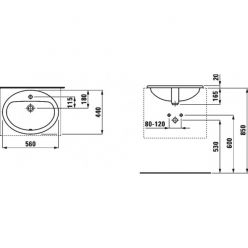 Раковина Laufen Pro [813951] 8.1395.1.000.104.1 56x44 встраиваемая