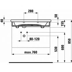 Раковина накладная Laufen Palomba 80x50, 8.1480.4.400.109.1 без отв. для смесителя, покрытие LCC