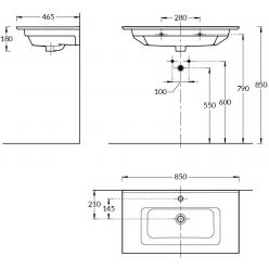 Kerama Marazzi Умывальник Piano 85 белый глянец