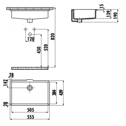 Creavit Умывальник TP прямоугольный врезной под столешницу 38х51 см