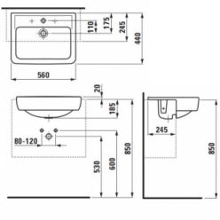 Умывальник Laufen Pro 812961 56x44