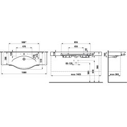 Умывальник столешница Laufen Palace 812706 150x51 с п/д, подрезаемый