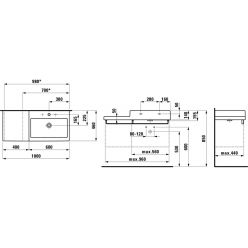 Умывальник столешница Laufen Living City 818431 100x46, подрезаемый