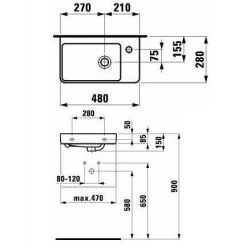 Умывальник мини Laufen Pro 815954 48x28 с отв, справа