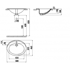 Creavit Умывальник TP овальный врезной на столешницу 46х58 см