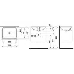 Умывальник встраиваемый Laufen Pro 811963 59,5x43 без отв, для смесителя