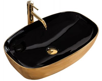 Умывальник на столешницу Rea Rich Gold/Black