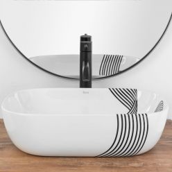 Умывальник на столешницу Rea Belinda Sash Black/White