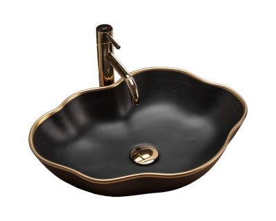 Умывальник на столешницу Rea Pearl Black Gold