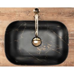 Умывальник на столешницу Rea Black Marble Mat