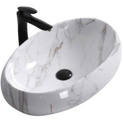 Умывальник на столешницу Rea Melania Shiny Aiax Marble