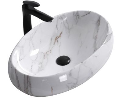 Умывальник на столешницу Rea Melania Shiny Aiax Marble