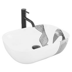 Умывальник на столешницу Rea Belinda Sash Black/White