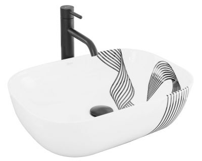 Умывальник на столешницу Rea Belinda Sash Black/White