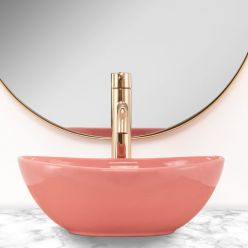 Умывальник на столешницу Rea Sofia Mini Pink Shiny