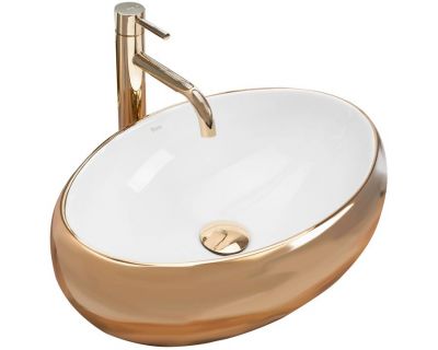 Умывальник на столешницу Rea Linda Gold White