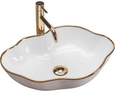 Умывальник на столешницу Rea Pearl Gold Edge
