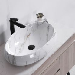 Умывальник на столешницу Rea Melania Shiny Aiax Marble