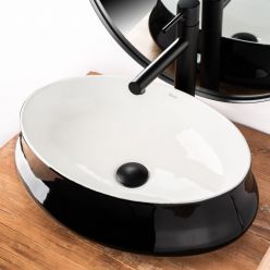 Умывальник на столешницу Rea Angela White Black