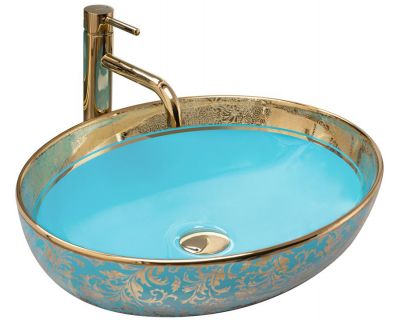 Умывальник Rea Margot Gold/Blue