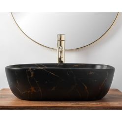 Умывальник на столешницу Rea Black Marble Mat