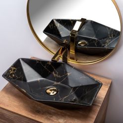 Умывальник на столешницу REA VEGAS BLACK MARBLE MAT