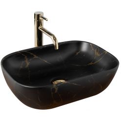 Умывальник на столешницу Rea Black Marble Mat