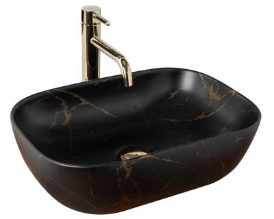 Умывальник на столешницу Rea Black Marble Mat