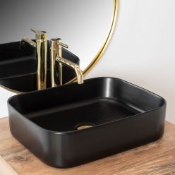 Умывальник на столешницу Rea Kaya Black Mat
