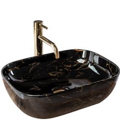 Умывальник на столешницу Rea Belinda Black Marble shiny