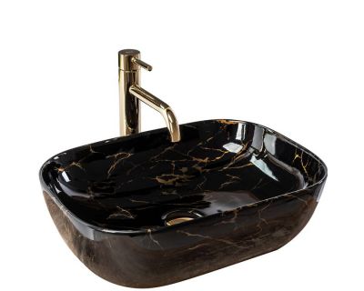 Умывальник на столешницу Rea Belinda Black Marble shiny