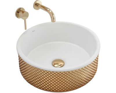 Умывальник на столешницу Rea Helen Gold White