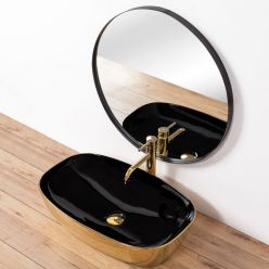 Умывальник на столешницу Rea Rich Gold/Black