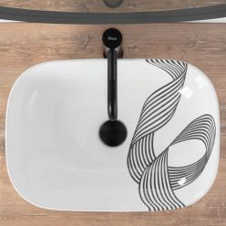 Умывальник на столешницу Rea Belinda Sash Black/White