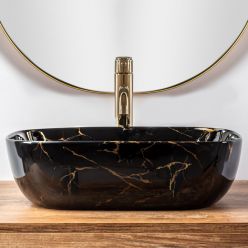 Умывальник на столешницу Rea Belinda Black Marble shiny