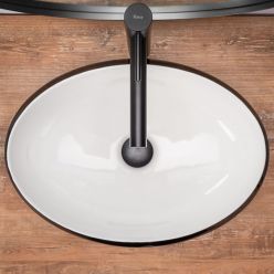 Умывальник на столешницу Rea Angela White Black