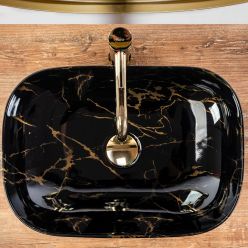 Умывальник на столешницу Rea Belinda Black Marble shiny