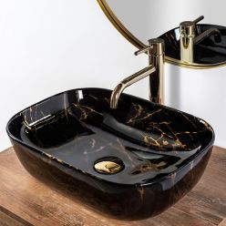 Умывальник на столешницу Rea Belinda Black Marble shiny