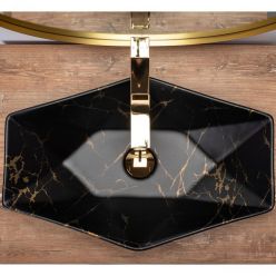 Умывальник на столешницу REA VEGAS BLACK MARBLE MAT