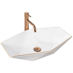 Умывальник на столешницу Rea Vegas Rose White Gold Edge